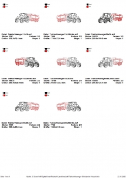 Traktor 2 Redwork mit Anhänger
