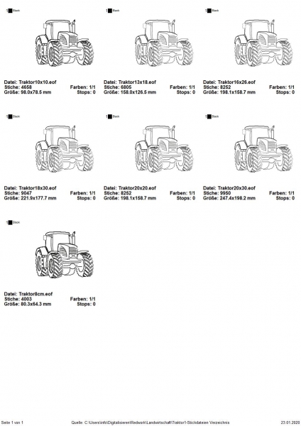 Traktor Redwork